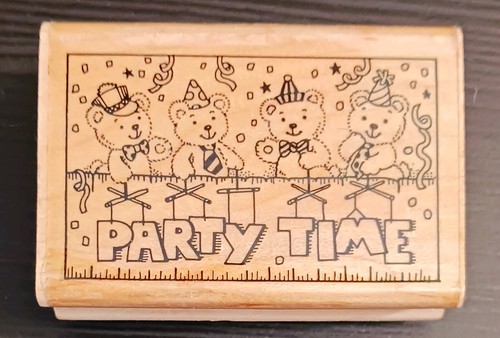 PARTY TIME 601E Penny Black Rubber Stamp 1.75"x2.5" - Picture 22 of 22