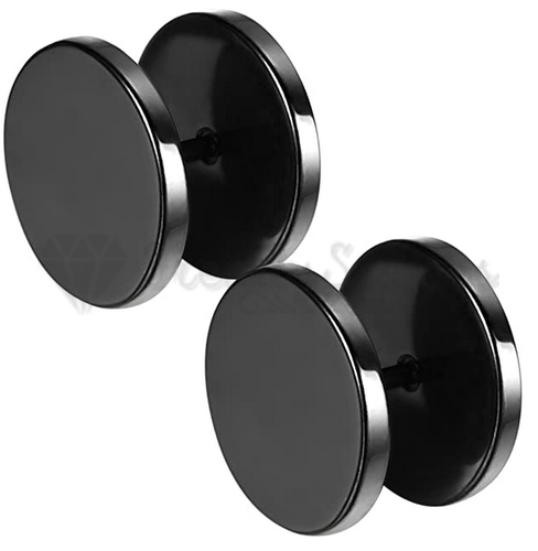 Black Surgical Stainless Steel Fake Gauges Ear Cheater Plug 3-12mm Stud Earrings - Picture 102 of 103