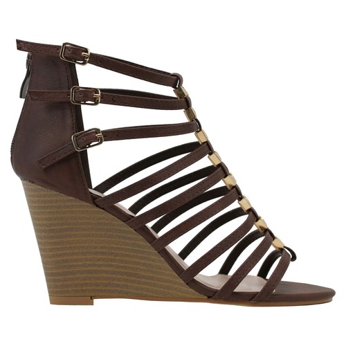 NEW Women's Cork Wedge Platform Strappy Gladiator High Heel Beaded Sandal Wedge - Picture 3 of 3