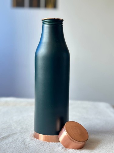 Colour Coated Queen Green Copper Water Bottle & Ayurveda Health Benefit Bottle - Picture 3 of 4