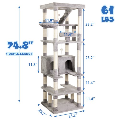Multi-size Extra Large Cat Tree Cat Tower Condo Activity Center Kitty Supplies - Picture 3 of 67