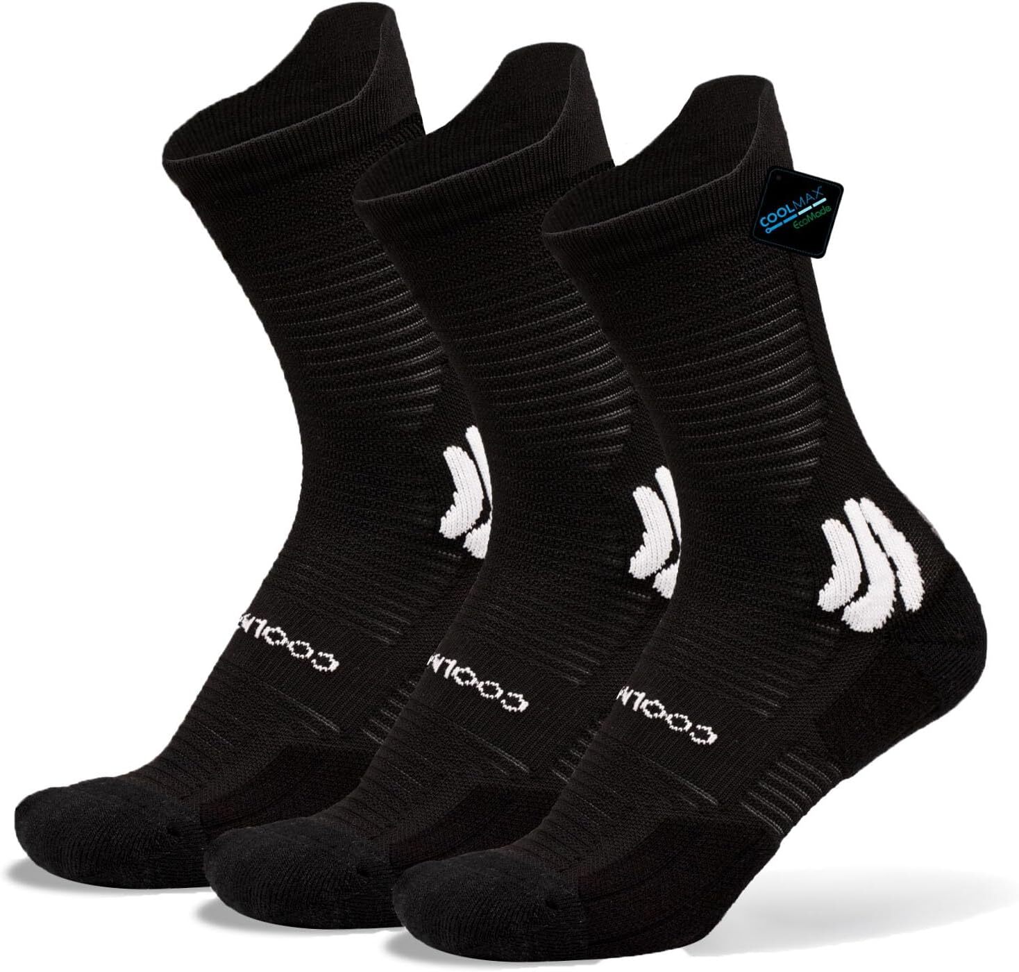 BRISIRA Compression Running Socks - Coolmax Bamboo Quarter Crew Athletic Socks Anti-Blister