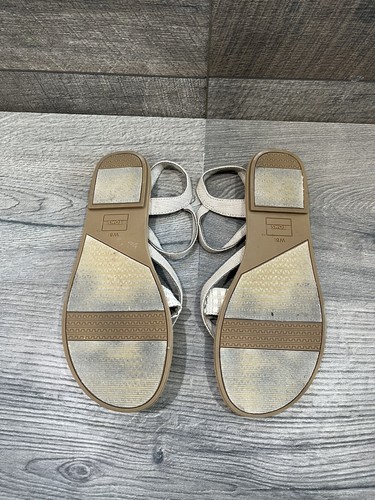 TOMS Lexie Canvas Sandals Vegan Thong Ankle Strap Beige Cream Gray Women 8.5 EUC - Picture 8 of 8