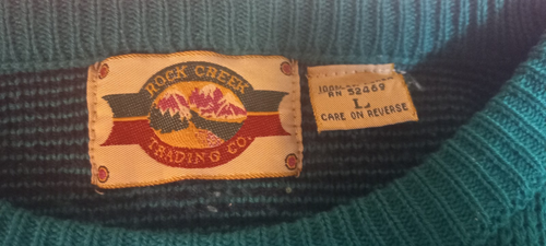 Vintage 80er Damen Pullover Rock Creek Trading Co grün/blau Pulli Outdoor - Bild 5 von 5