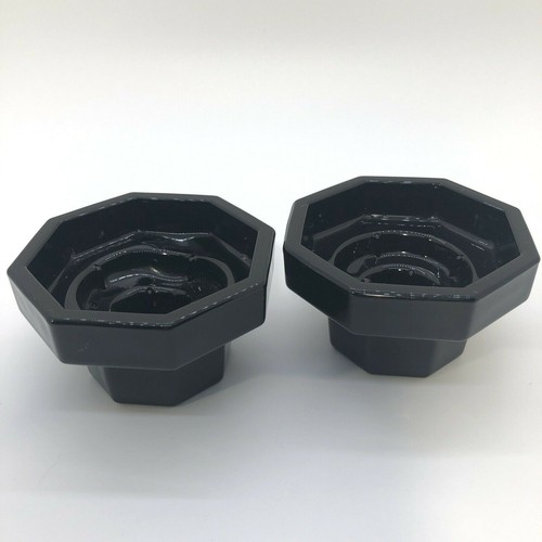 Vintage Arcoroc Octime candle holders set of 2 black glass octagonal France MCM - Bild 2 von 6