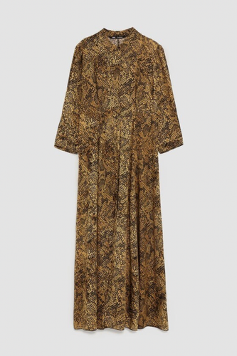 Zara Brown Animal Print Maxi Dress New With Tags Size XS AW18 - Picture 3 of 5