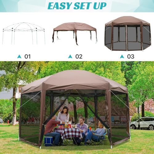 13x13ft Canopy Patio Party Tent Pop Up Gazebo Screen House with Mosquito Netting - Picture 8 of 10
