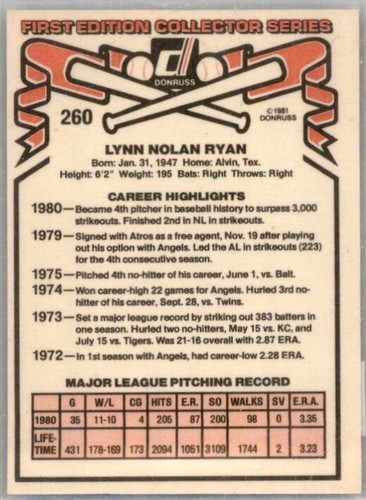 Nolan Ryan Buy 1-50% off 2nd 1981-88 Houston Astros California Angels Tx Rangers - Picture 32 of 124