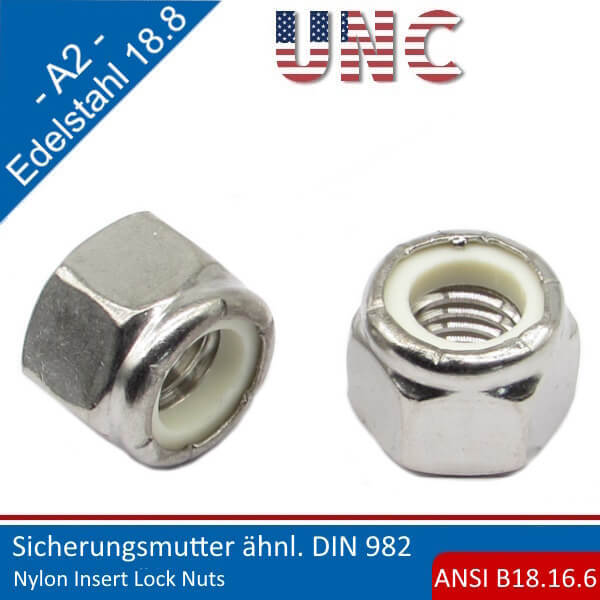 UNC Sicherungsmutter ANSI B18.16.6 Edelstahl A2 (18.8 304),