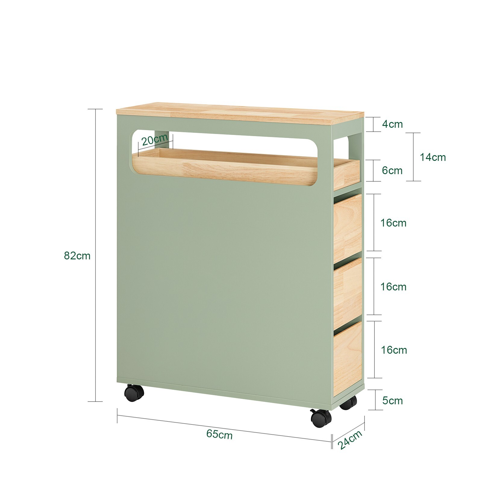 SoBuy Nischenregal mit 3 Schubladen und 1 Tablett Küchenregal BZR54-GR