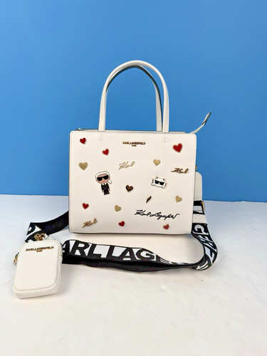 KARL LAGERFELD White Satchel Maybelle Charm Bag LH9DU8BJ MSRP $248 - 第 1/17 張圖片