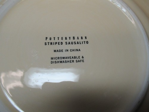 Pottery Barn China STRIPED SAUSALITO Dinner Plate 12" 1 ea 2 available - Picture 3 of 5