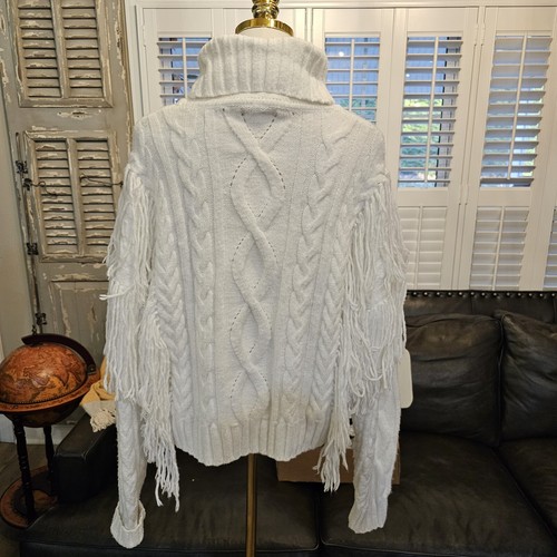 Suéter Ronny Kobo Maram Grueso Flecos Marfil Cuello Alto Para Mujer Talla M  - Imagen 6 de 8