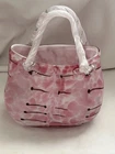 VTG Murano Hand Blown Planter Pink & Multi Confetti w/Blk Accent Art Glass Purse