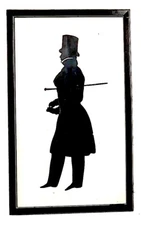HERVE Gentleman Silhouette w/Cane 1826/21 Rodney Terrace 15"x8.75" Signed Ppd US