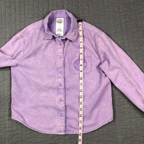 Hello Kitty Shirt Youth Girl Small Purple Denim Graphic Shacket Jacket Sanrio - Picture 7 of 24