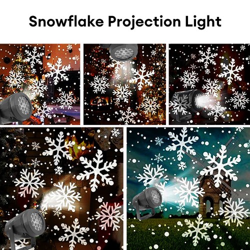 Weihnachten Schneeflocke Projektor Licht LED Schneefall Landschaft Projektion Weihnachtsdeko - Bild 9 von 24