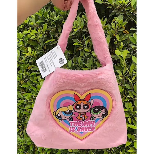 Cafe Amazon Powerpuff Girls Fluffy Bag Tote Plush Handbag Pink Cute Gift LTD - Picture 2 of 10