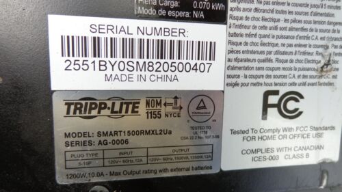 Tripp-Lite SMART1500RMXL2Ua LCD Smart USV 1500VA 1350W AG-0006 (ohne Batterien) - Bild 5 von 11