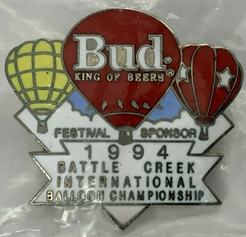 1994 Battle Creek International Balloon Championship Budweiser Hat Pin NEW - Picture 2 of 6