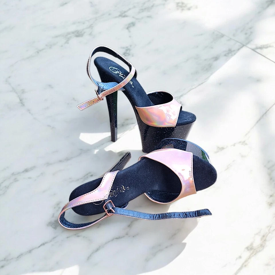 Tacones de plataforma Pleaser rosa iridiscente talla 6 aus Foto 3 de 4