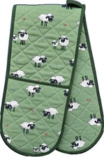 Oven Glove Premium Heat Resistant Double Layers Cotton Fluffy Flock Green