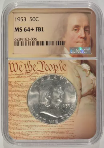 1953 Franklin Silver Half Dollar 50c NGC MS64+ FBL Plus Holder 6284163-006