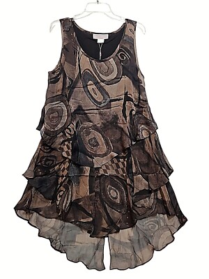 Pretty Angel Dress Womens Chiffon Multi Layered Large Gray Olive Flowy New  | eBay
