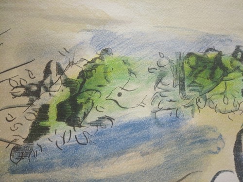 Marc Chagall Signed L.E. Reprint 136/500 Colored Lithograph Pair Lovers, 43 x 60 - Picture 7 of 9