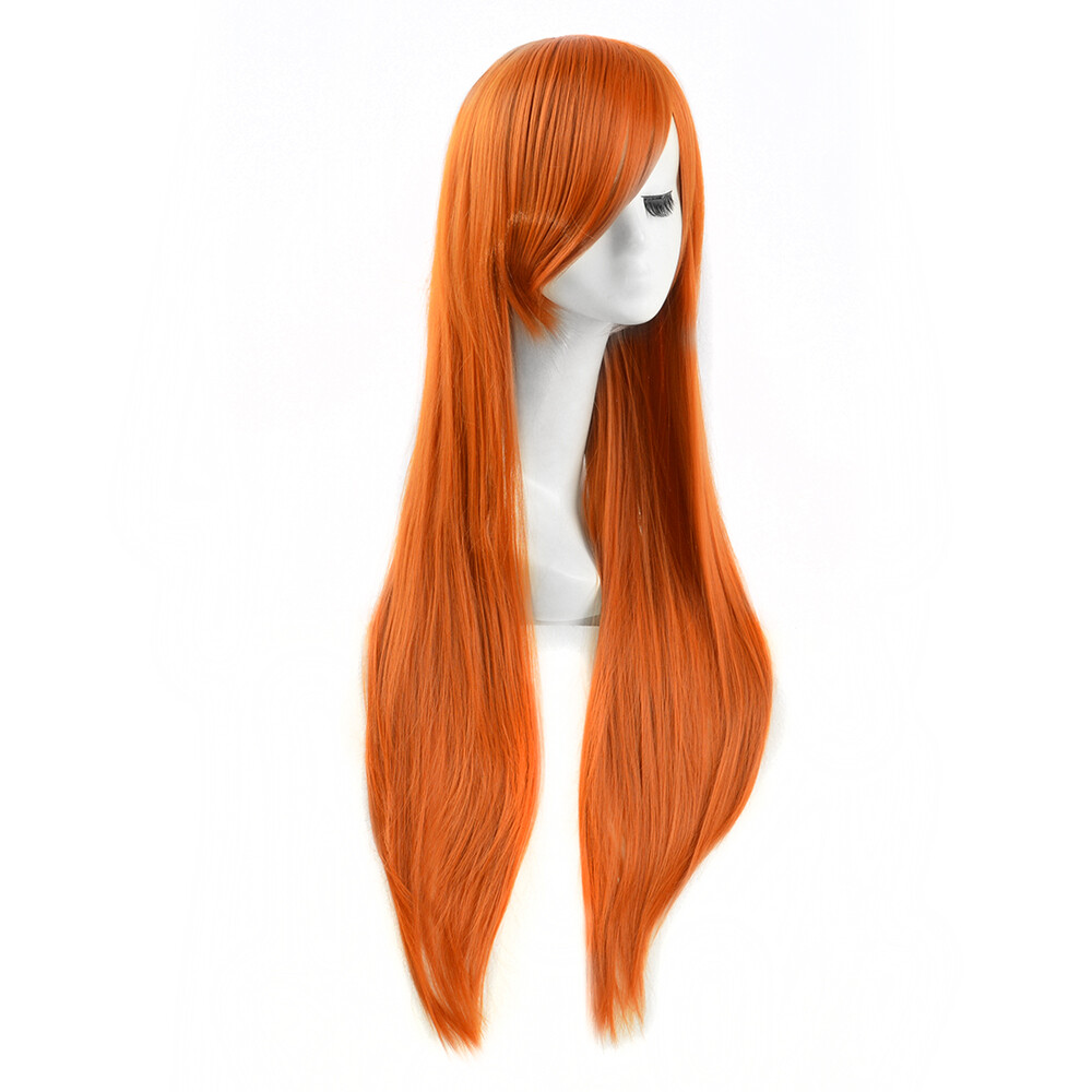 MapofBeauty 70 Cm Lange Lockenperücke In Ginger Orange | Kanekalon-Faser, Hitzebeständig Bis 120°C, Für Cosplay & Kostüm