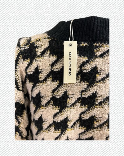 "MAX STUDIO" Damen Jacquard Fischgrätmuster Pullover schwarz neu mit Etikett Größe Large UVP $ 108 - Bild 5 von 10