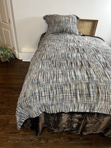 Pottery Barn Luxe Velvety Brown Multicolored Chenille Mid Century Modern (3)set - Picture 3 of 7