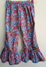 Matilda Jane Floral Print Cotton Big Ruffle Capri Pants Girls 8 Back to School