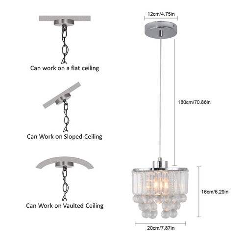 3 Pack Crystal Pendant Lights – Elegant Chandelier for Kitchen Island - Picture 7 of 24