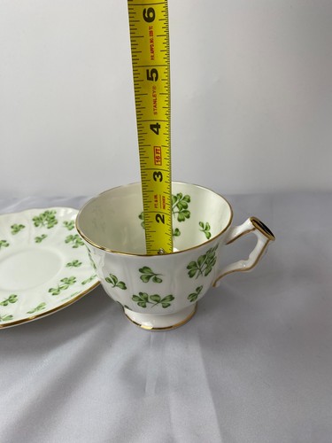 Vintage Aynsley Fine Bone China England Shamrock Clover Teascup & Saucer - Picture 17 of 20