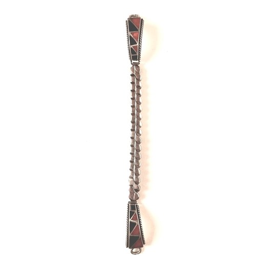 Sterling Silver 925 Native American Spiny Oyster Onyx Wristwatch Band 5in. Flex - Picture 5 of 10
