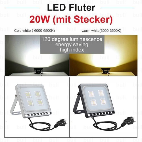 LED Fluter mit Bewegungsmelder/Stecker 10-100W Außen Strahler Scheinwerfer Lampe - Bild 41 von 51