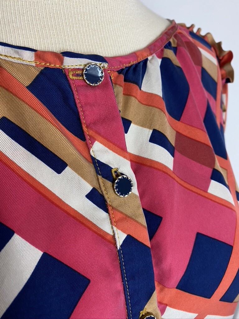 Medium Britt Ryan Button Down Silk Blouse Diagona… - image 4