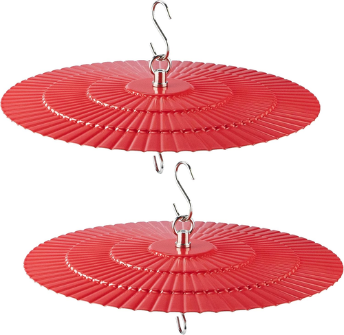 11.2" Metal Bird Feeder Rain Guard 2 Pack, Red Dome Shield Cover Umbrella Shade