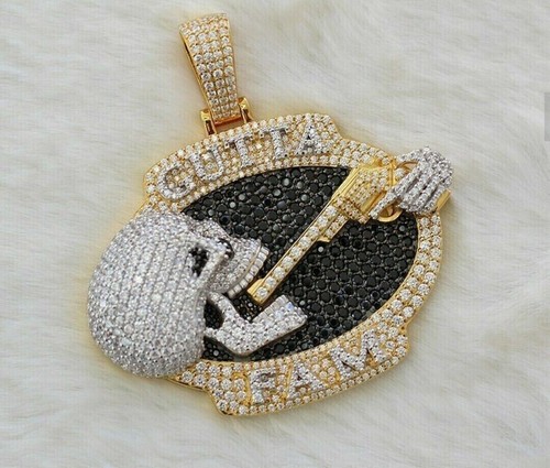 4.20Ct Round Created Moissanite Halloween Pendant 14K Yellow Gold Plated Silver - Picture 3 of 5