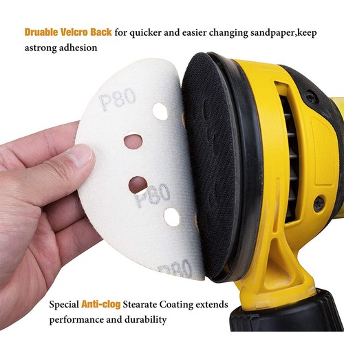 5 inch Sanding Discs 60-220 Grit Hook Loop 8-Hole Orbital Sander Paper Sandpaper - Picture 6 of 10