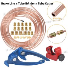 Car Brake Lines Repair Kit 3/16" 25ft Copper Pipe Nut Set + Tube Bender + Cutter