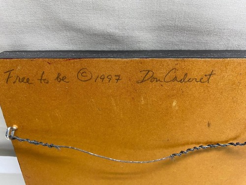 Don Cadoret Original "FREE TO BE" 7.25" x 7.25" ~ Acrílico Firmado ~ 1997 - Imagen 5 de 5