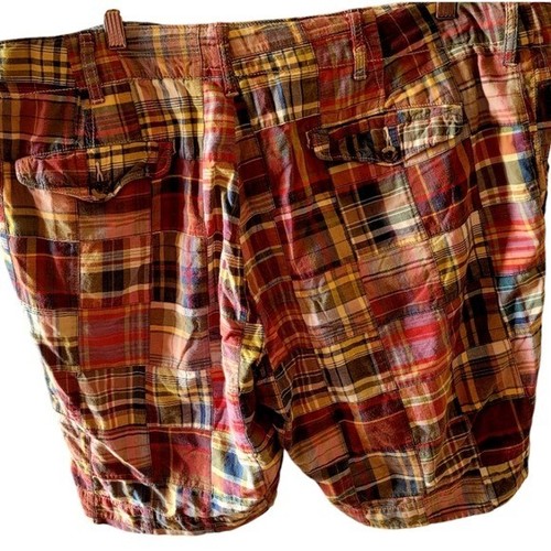 Polo Ralph Lauren Madras Plaid Vintage Flat Front Shorts Size 42 Preppy Classic - Picture 4 of 7