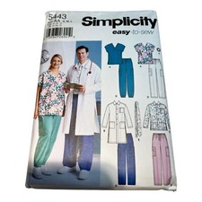 Simplicity 5443 Uncut Sewing Pattern For Men & Women Scrub Tops Pants Lab Coat A