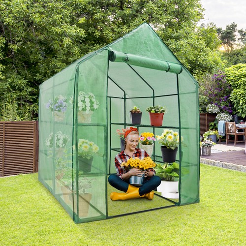 Durable Greenhouse Kit 3 Tiers 8 Shelves Walk-in Greenhouse w/ PE Cover Outdoor - Picture 2 of 24