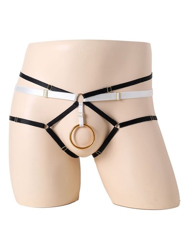 Men's Stretchy Jockstrap Harness Underwear O-ring Hollow Out Thong T-back Briefs - Picture 22 of 49