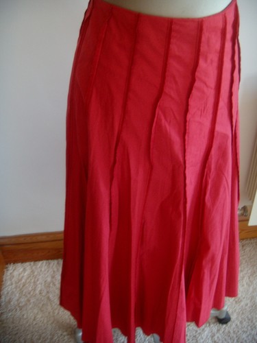 TAILLISSIME DEEP RED COTTON FULL PANELLED LINED SKIRT SIZE 14. BNWOT - Picture 3 of 12