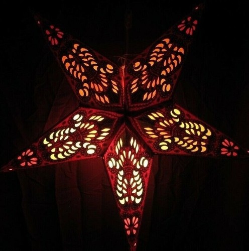 24" Rust Paper Star Hanging Lantern Lamp (Light Cord Is NOT Included) #1