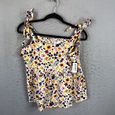 Old Navy Top Womens Large Floral Babydoll Spring Garden Smocked Retro NEW